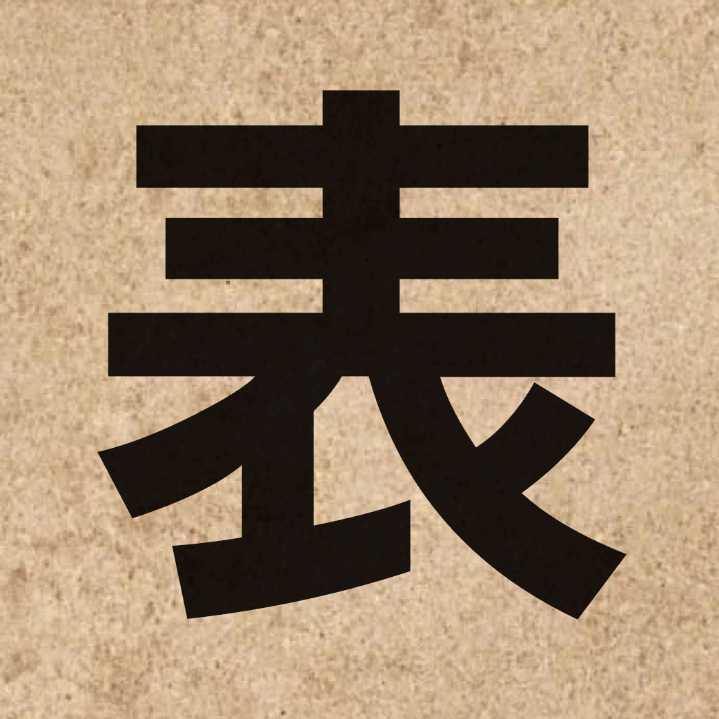 00132 Chinese character of 表 and pronounce biu2