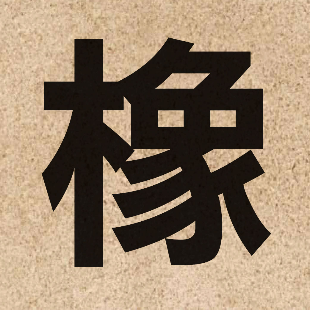 01593 Chinese character of 橡 and pronounce zoeng6
