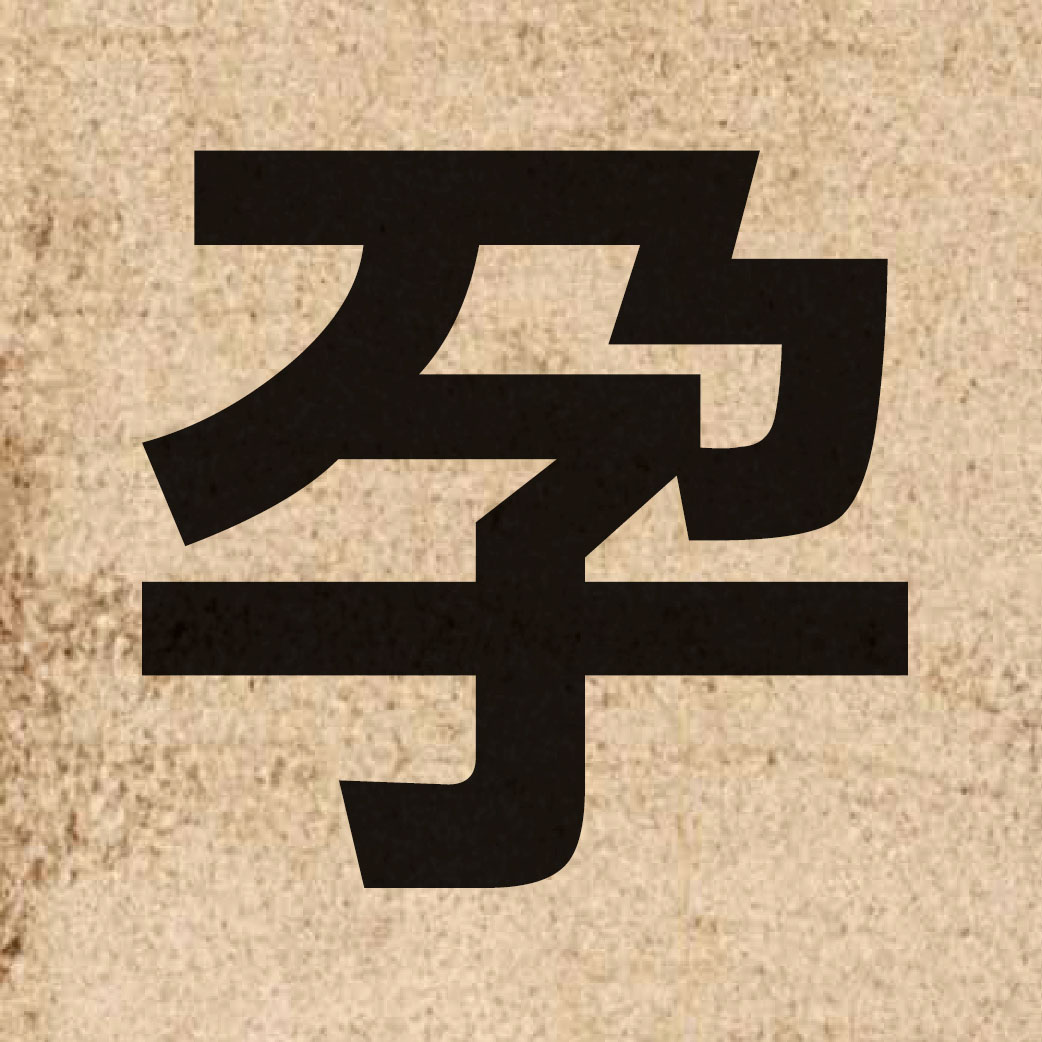 02481 Chinese character of 孕 and pronounce jan6